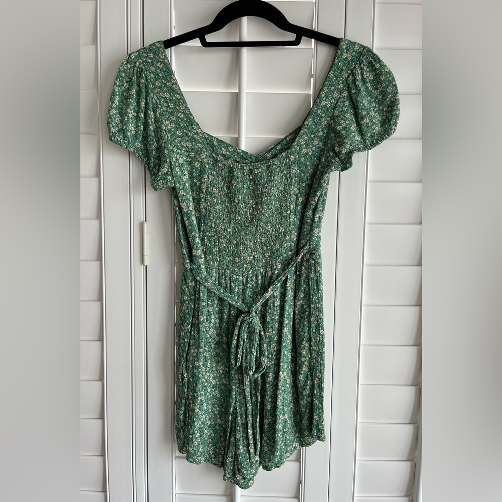 AMERICAN EAGLE OUTFITTERS Green Floral Short Sleeve Romper Size XS - Picture 6 of 6